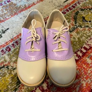 Purple and cream saddle shoes
